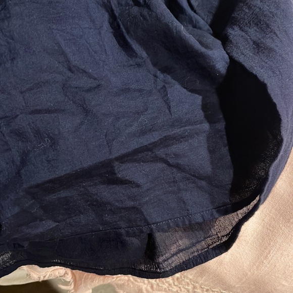 Talbots Embroidered A-Line gauze dress navy PL - Picture 8 of 9